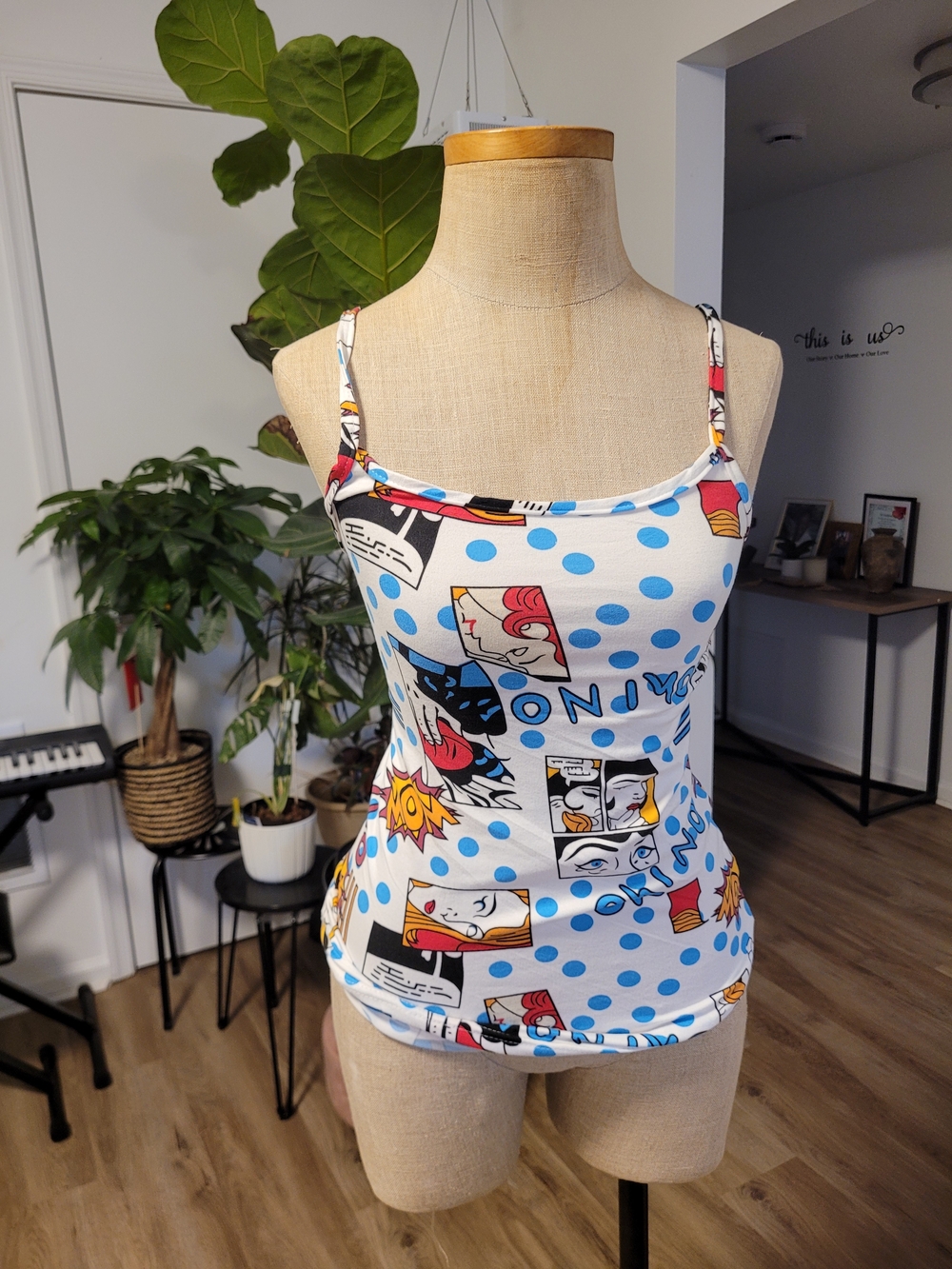 New! Pop Art Polka Dot Graphic Cami Top